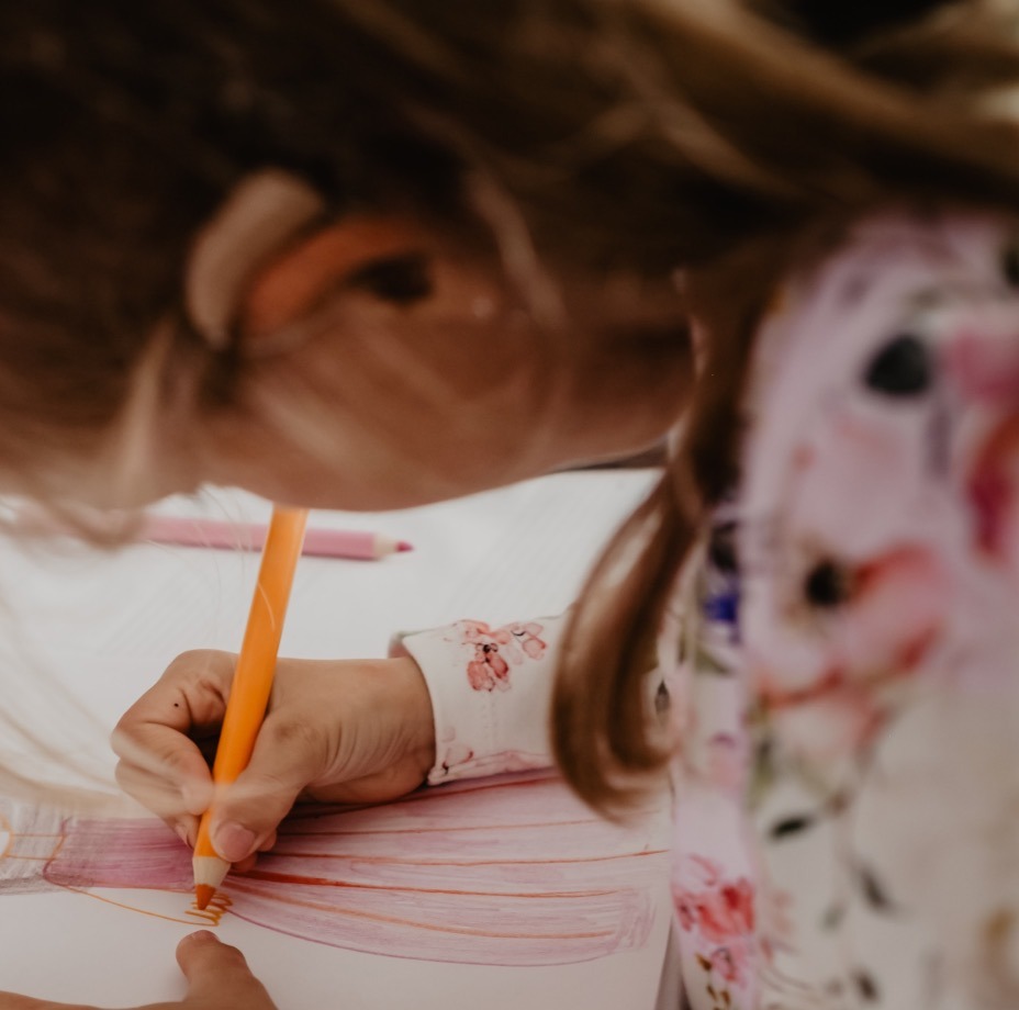 girl decorating DIY calendar