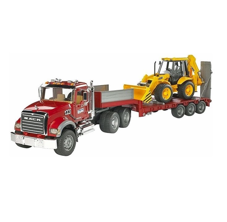 MACK Truck with low loader and JCB 4CX 1:16 scale