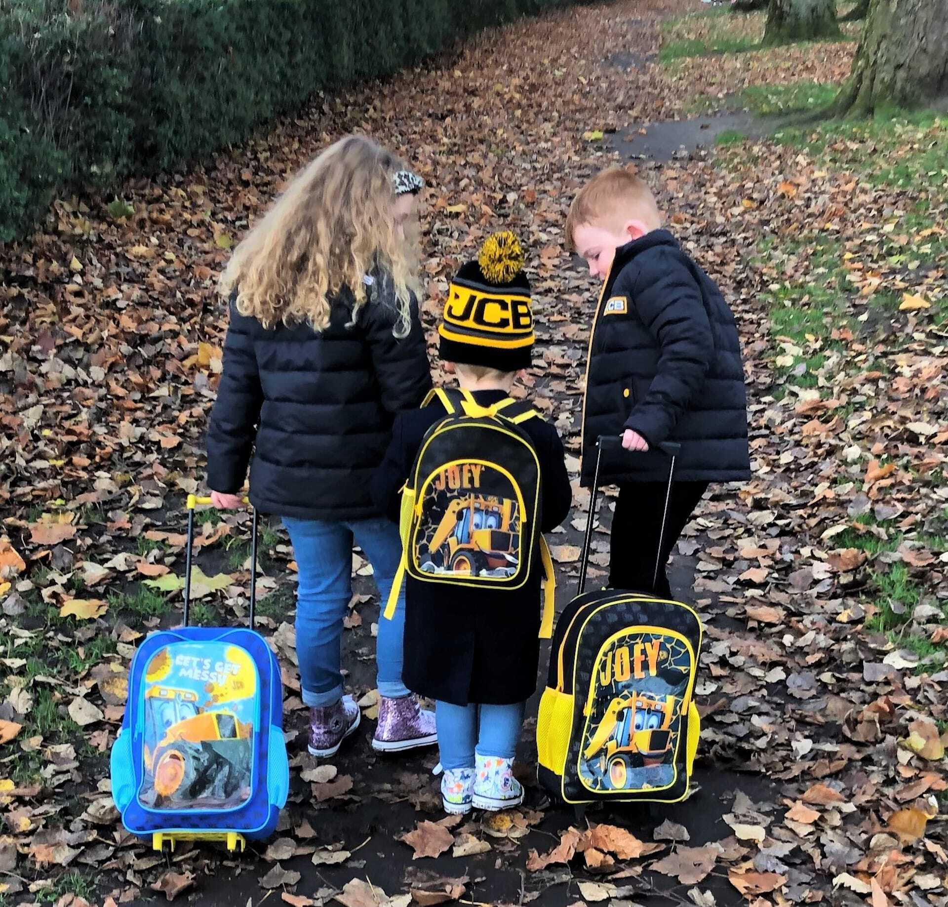 Children-Walking-Outside-Kids-Hat-Backpack