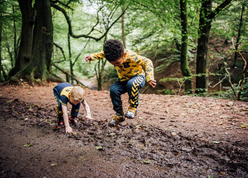 kids playing in mud