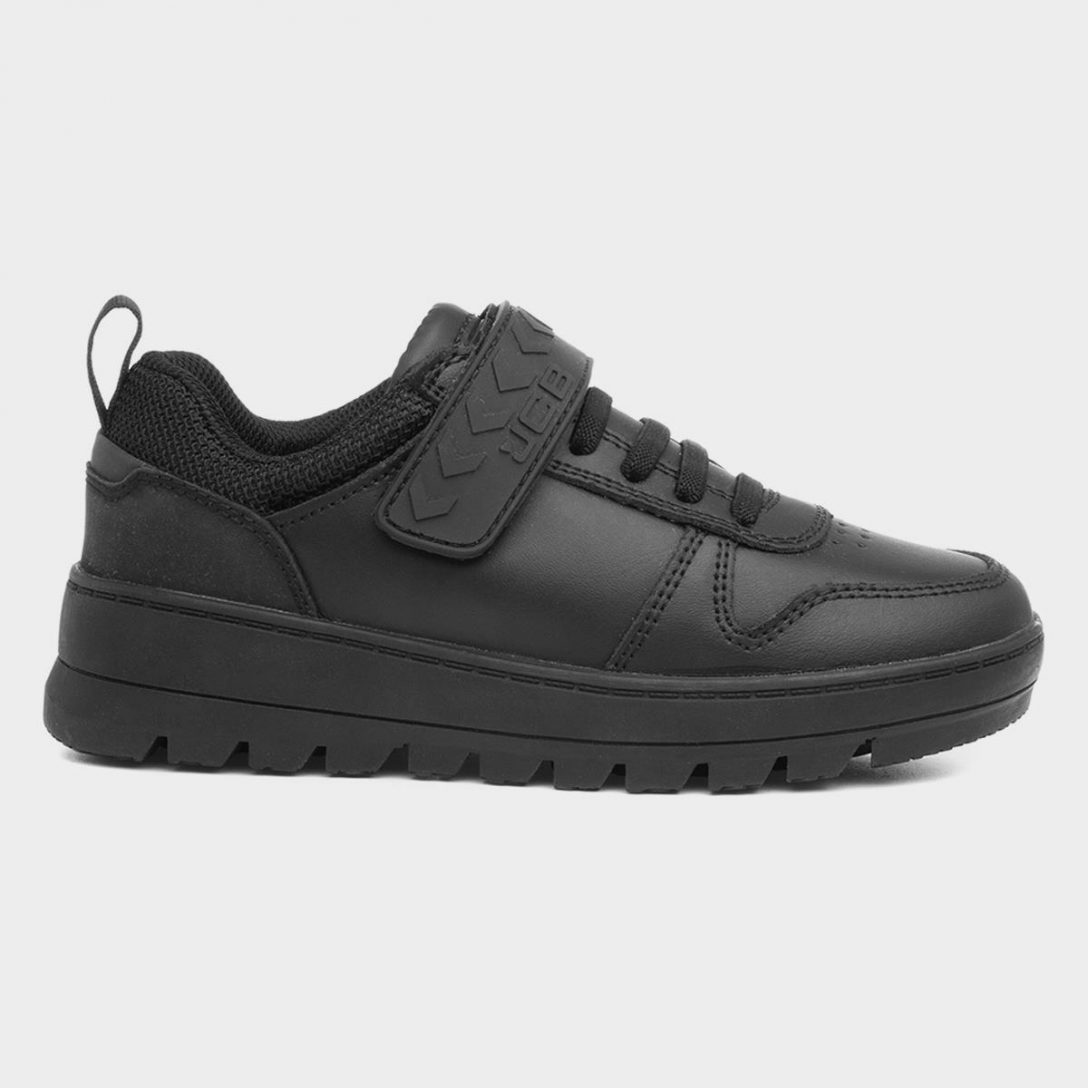 JCB Strong Black Leather Easy Fasten Shoe