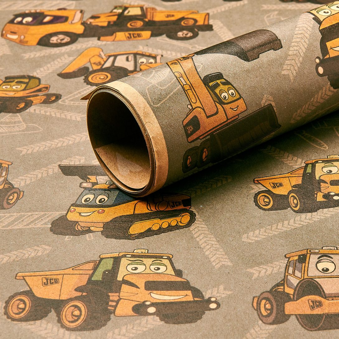 3M Joey JCB and Friends on Blue Recyclable Gift Wrap